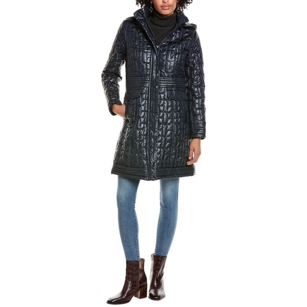 Via Spiga Womens Quilted Coat, Blue - Picture 3 of 4